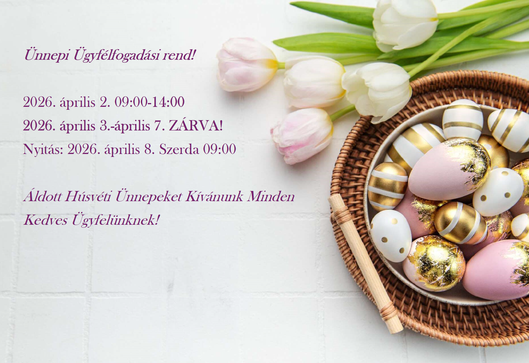 Read more about the article Ünnepi nyitvatartás 2026 Húsvét